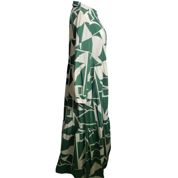 Zara Green and White Midi Dress - Picture 5 of 9